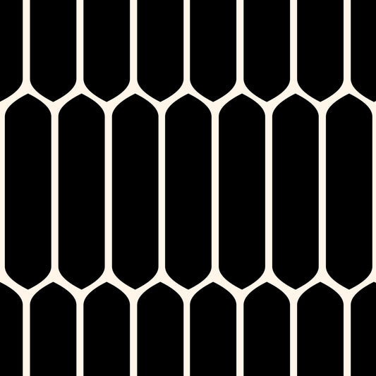 Monochrome Geometric Elongated Hexagon Pattern Wallpaper⁠