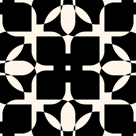Graphic Monochrome Petal Tile Wallpaper⁠