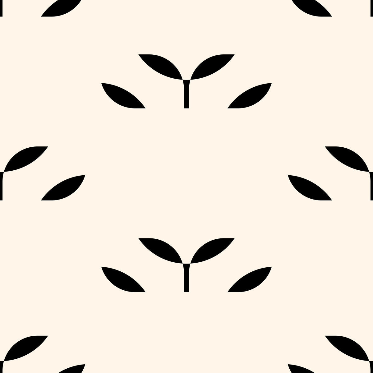 Minimalist Black Leaf Motif Wallpaper⁠