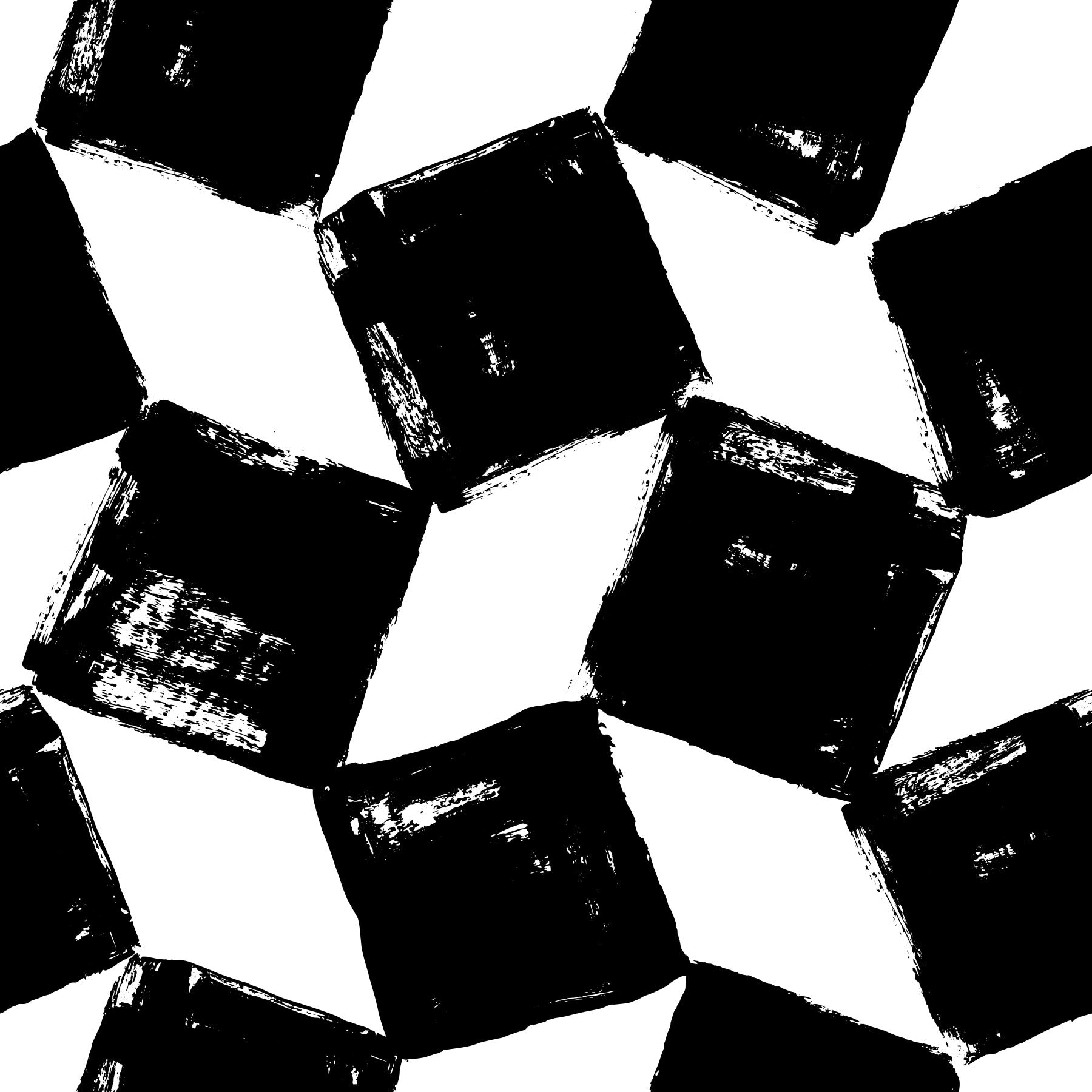 Monochrome Square Brushwork Wallpaper⁠