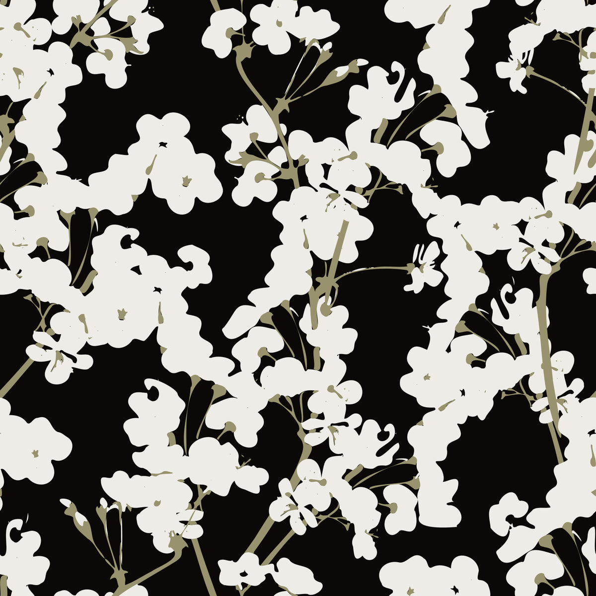 Abstract Cream Branch Pattern Wallpaper⁠ in your room