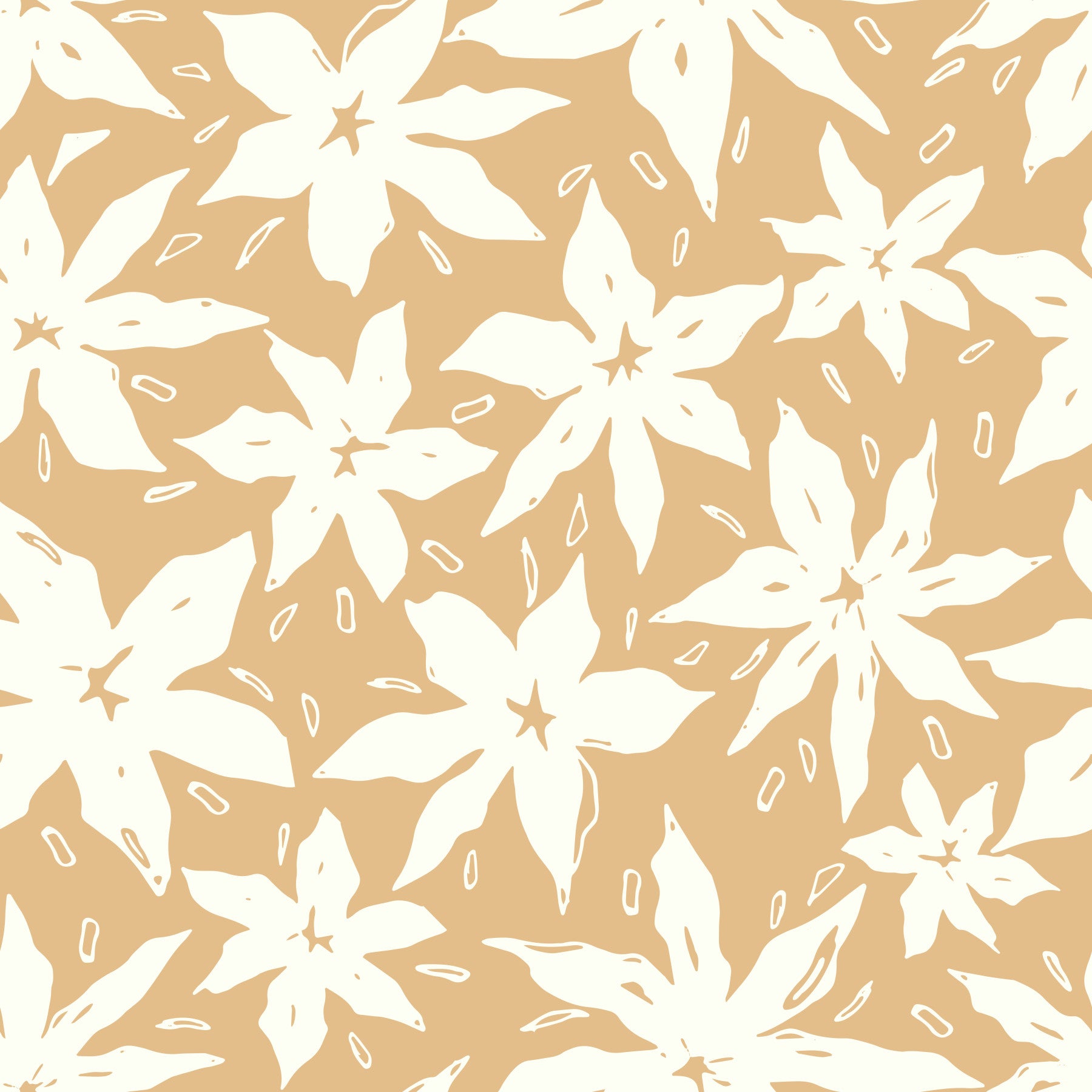 Cream Floral Bloom Motif Wallpaper⁠