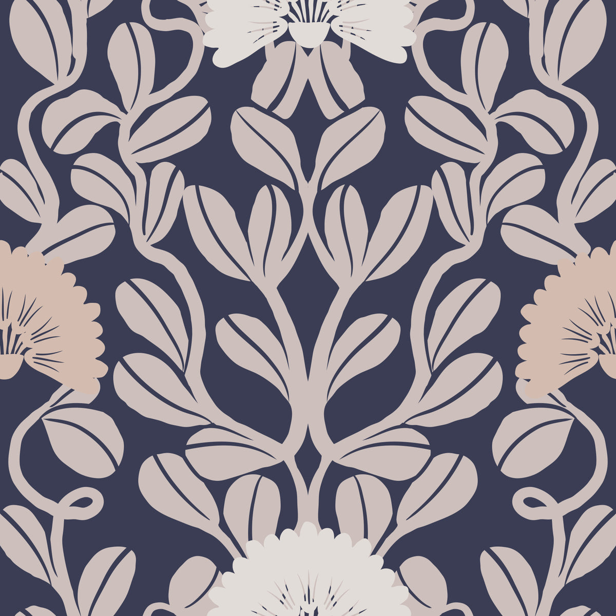 Midnight Flora Damask Wallpaper⁠ in your room