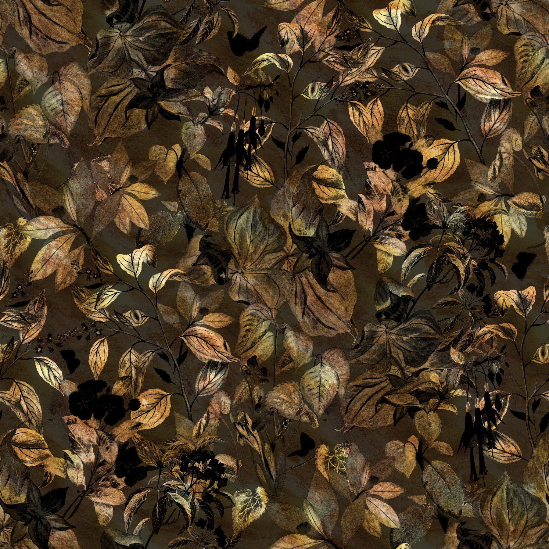 Midnight Botanical Foliage Wallpaper⁠