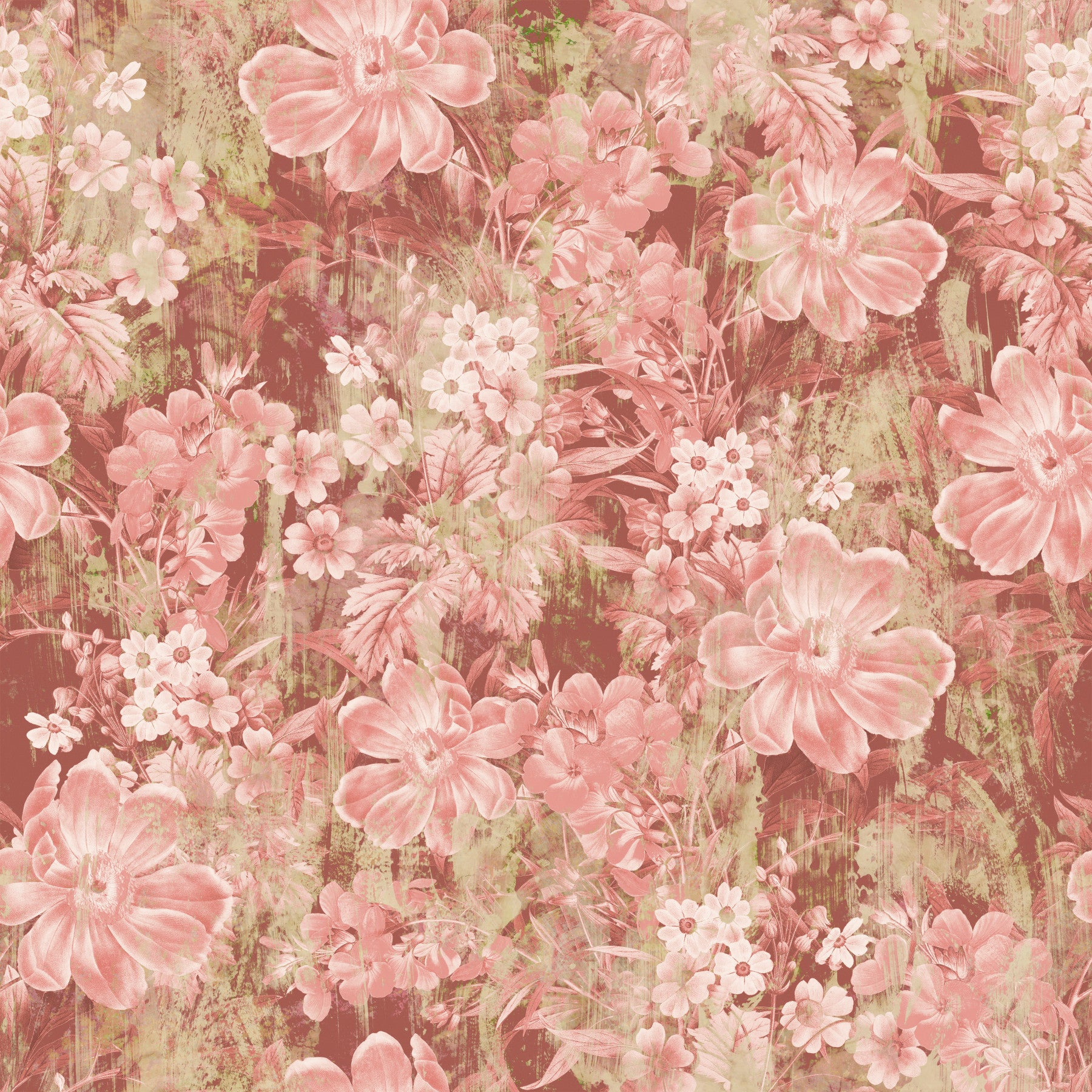 Rustic Terracotta Floral Bloom Wallpaper⁠