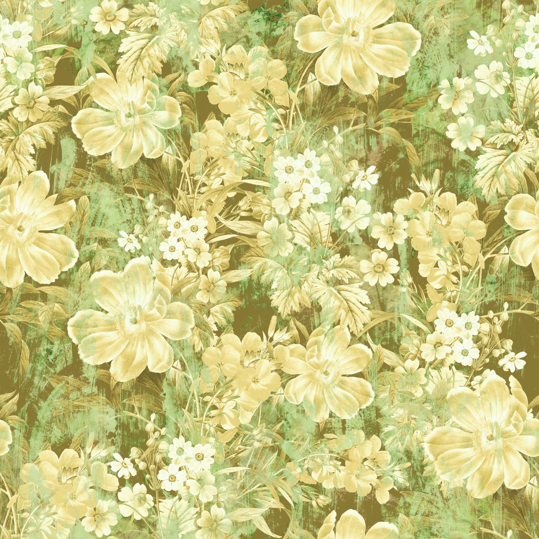 Verdant Floral Texture Motif Wallpaper⁠