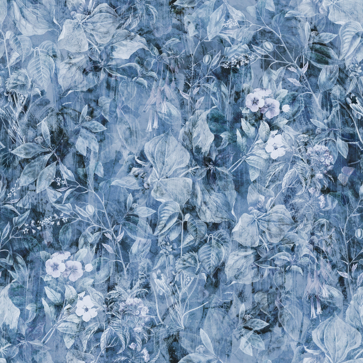 Indigo Botanical Brushstroke Wallpaper⁠ in your room