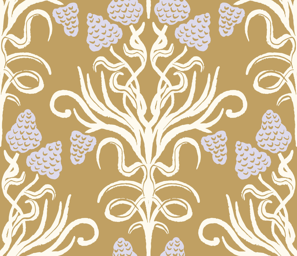 Art Nouveau Botanical Damask Wallpaper⁠ in your room