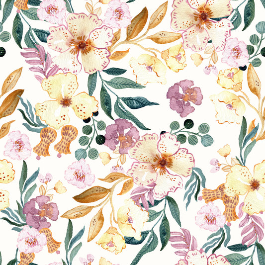 Soft Watercolor Meadow Floral Wallpaper⁠
