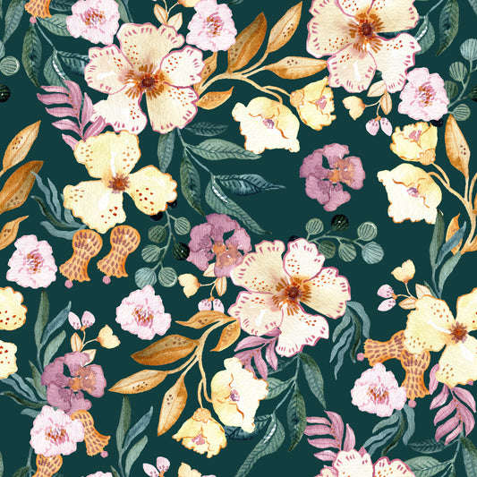 Midnight Botanical Bloom Art Wallpaper⁠