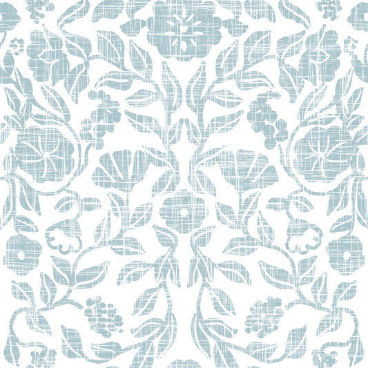 Textured Pastel Botanical Damask Wallpaper⁠
