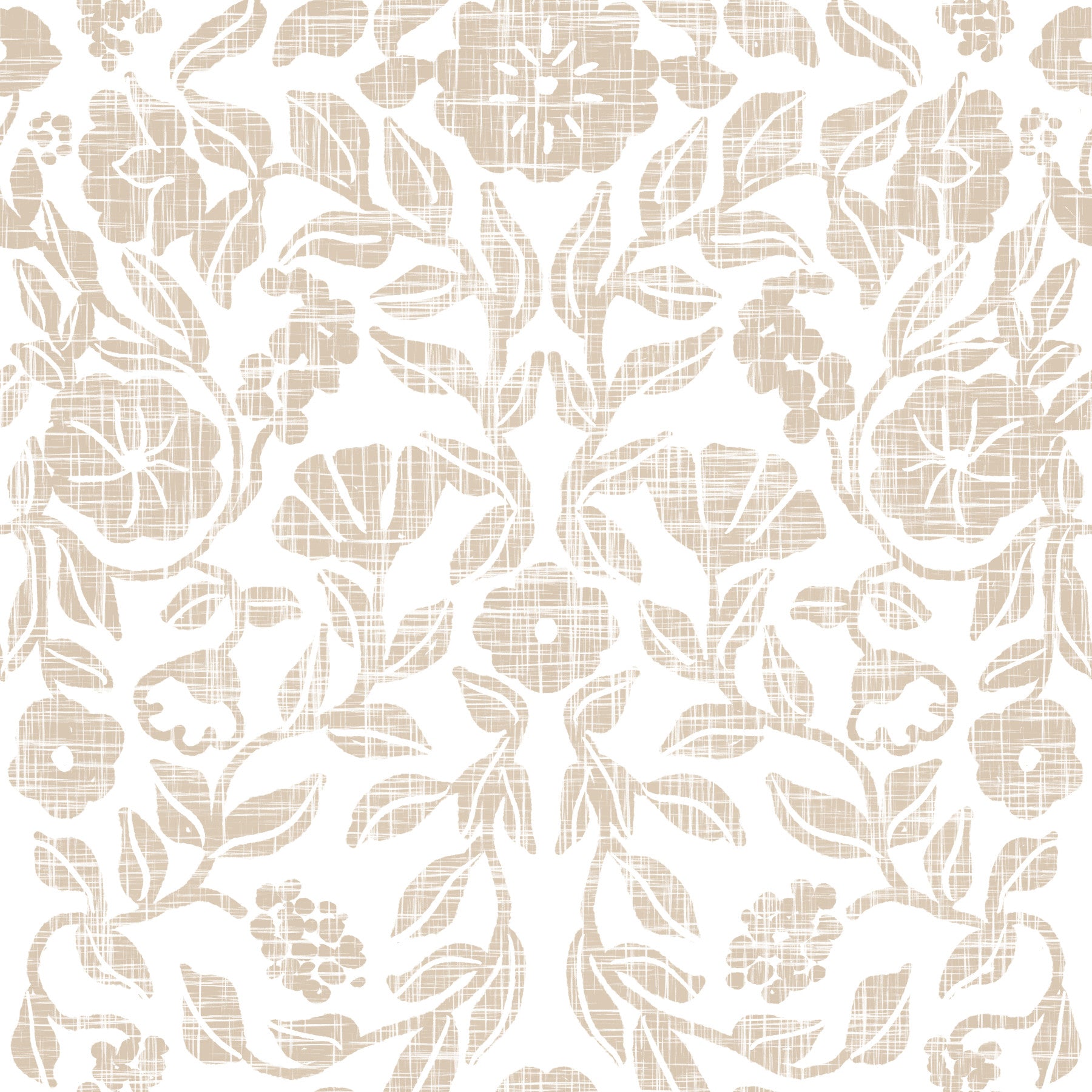 Rustic Linen Damask Motif Wallpaper⁠