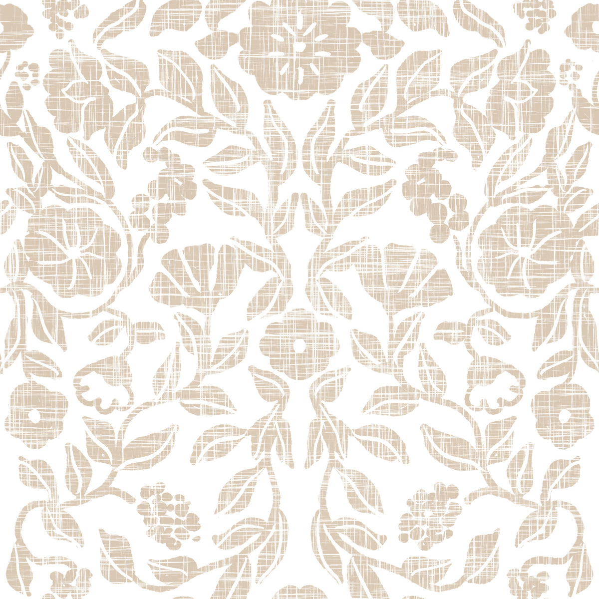 Rustic Linen Damask Motif Wallpaper⁠ in your room