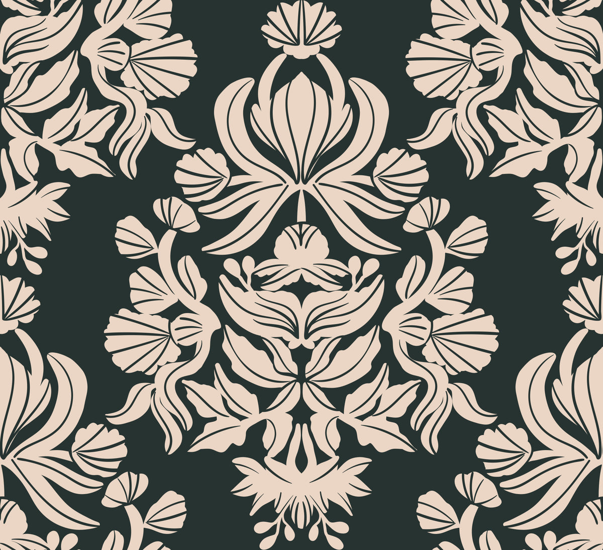 Creamy Damask Flora Wallpaper⁠ in your room