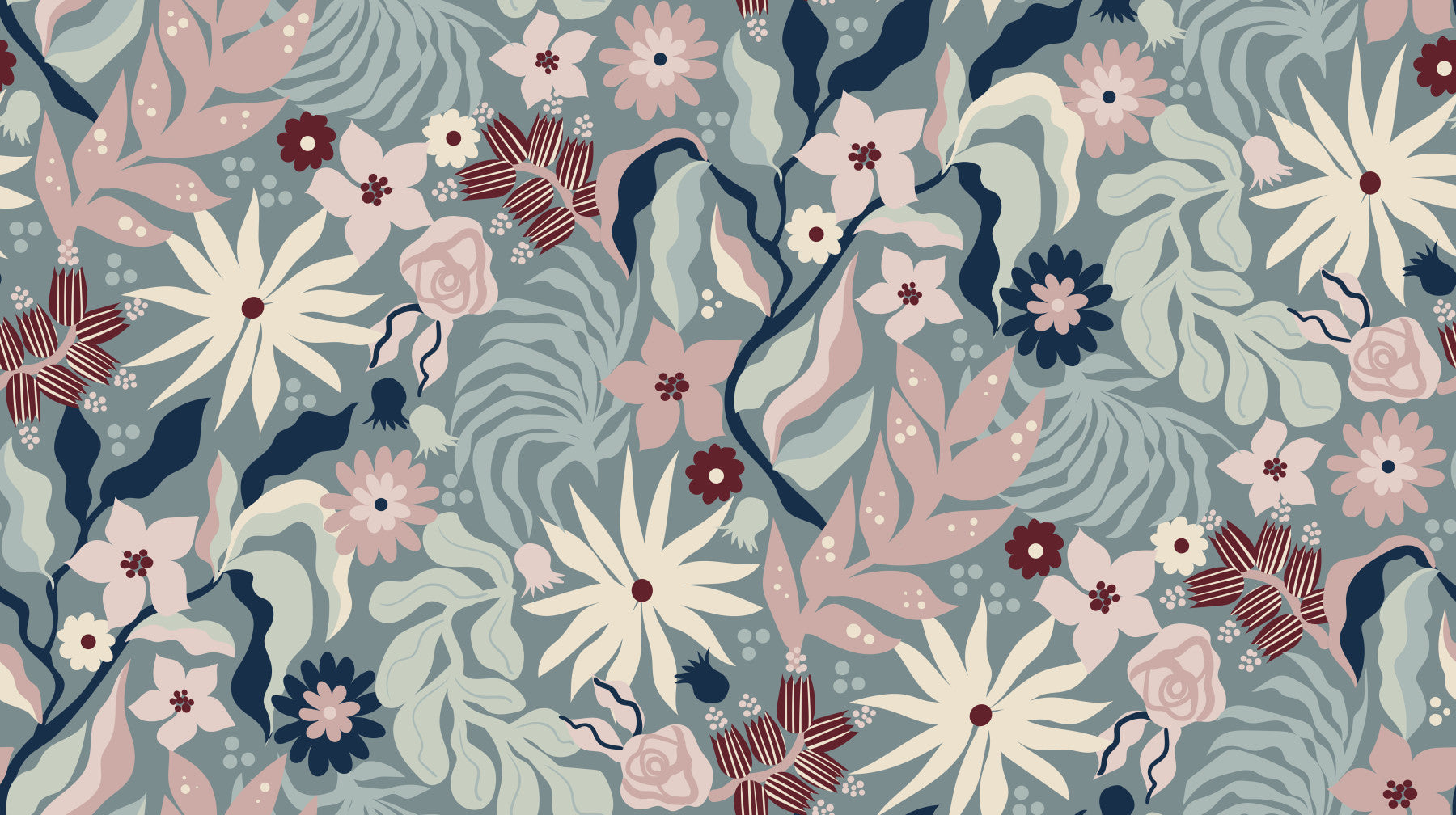 Muted Floral Garden Flora Wallpaper⁠