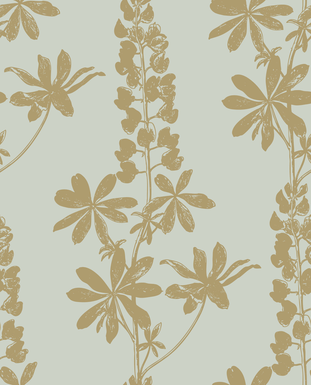 Vintage Botanical Lupine Sketch Wallpaper⁠ in your room