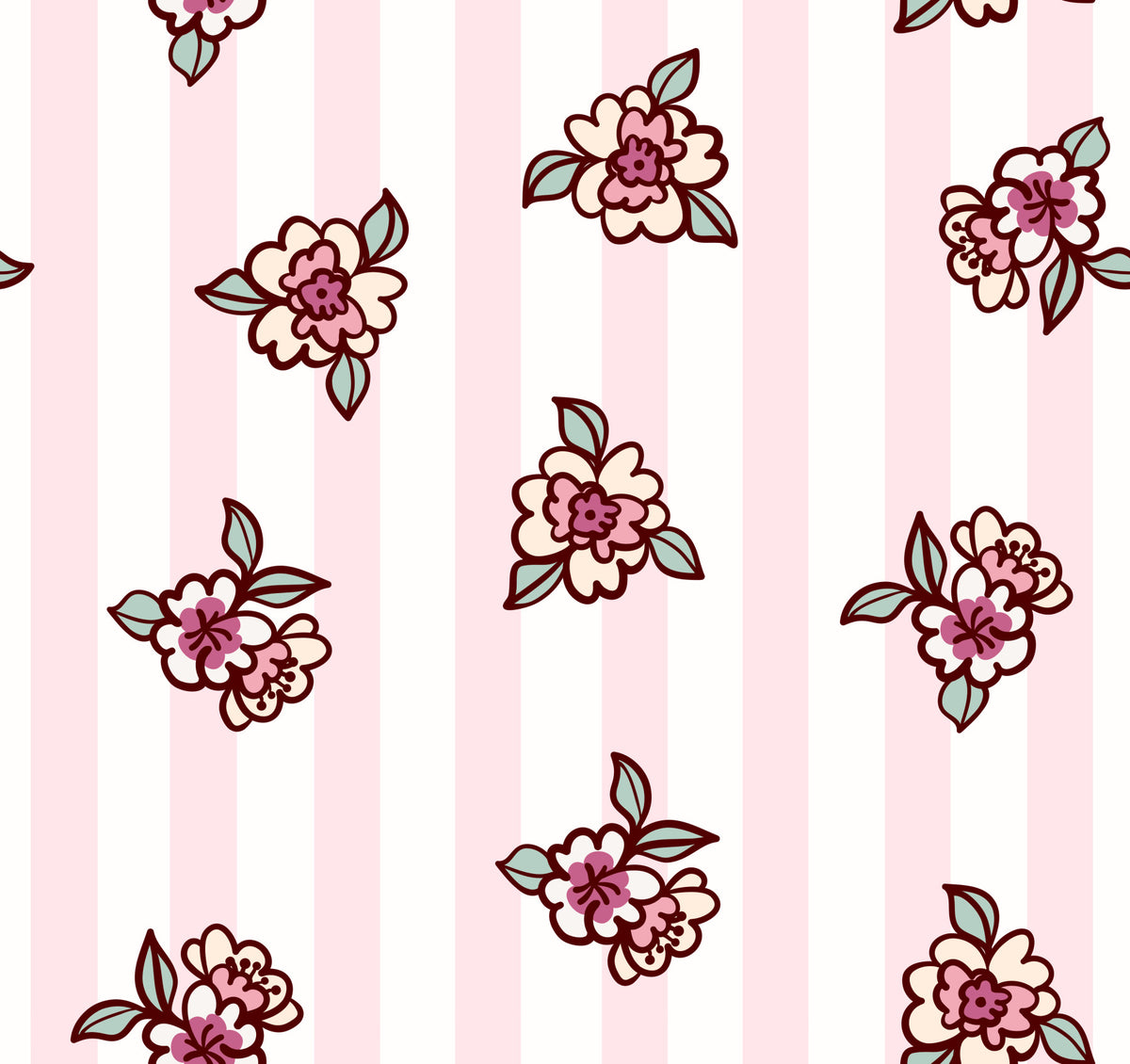 Soft Pink Blossom Stripe Wallpaper⁠ in your room
