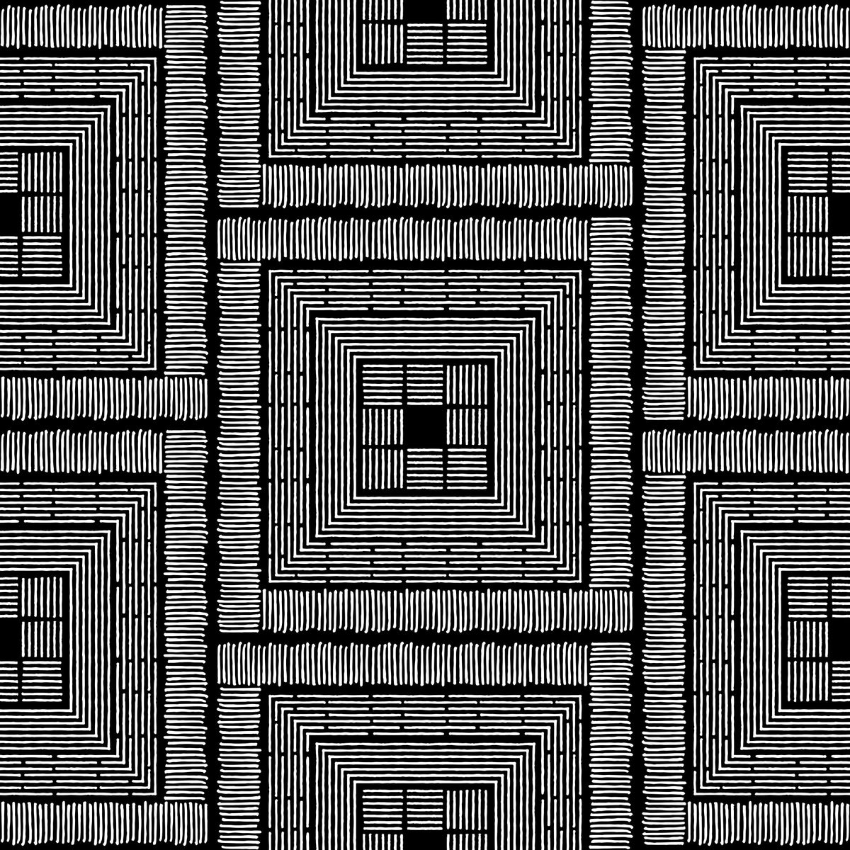 Abstract Hand-Drawn Linear Square Motif Wallpaper⁠ in your room