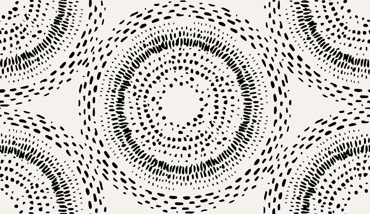 Black and Cream Dotted Mandala Radiance Wallpaper⁠ in your room