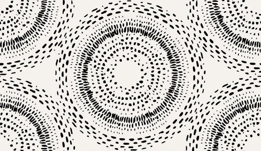 Black and Cream Dotted Mandala Radiance Wallpaper⁠