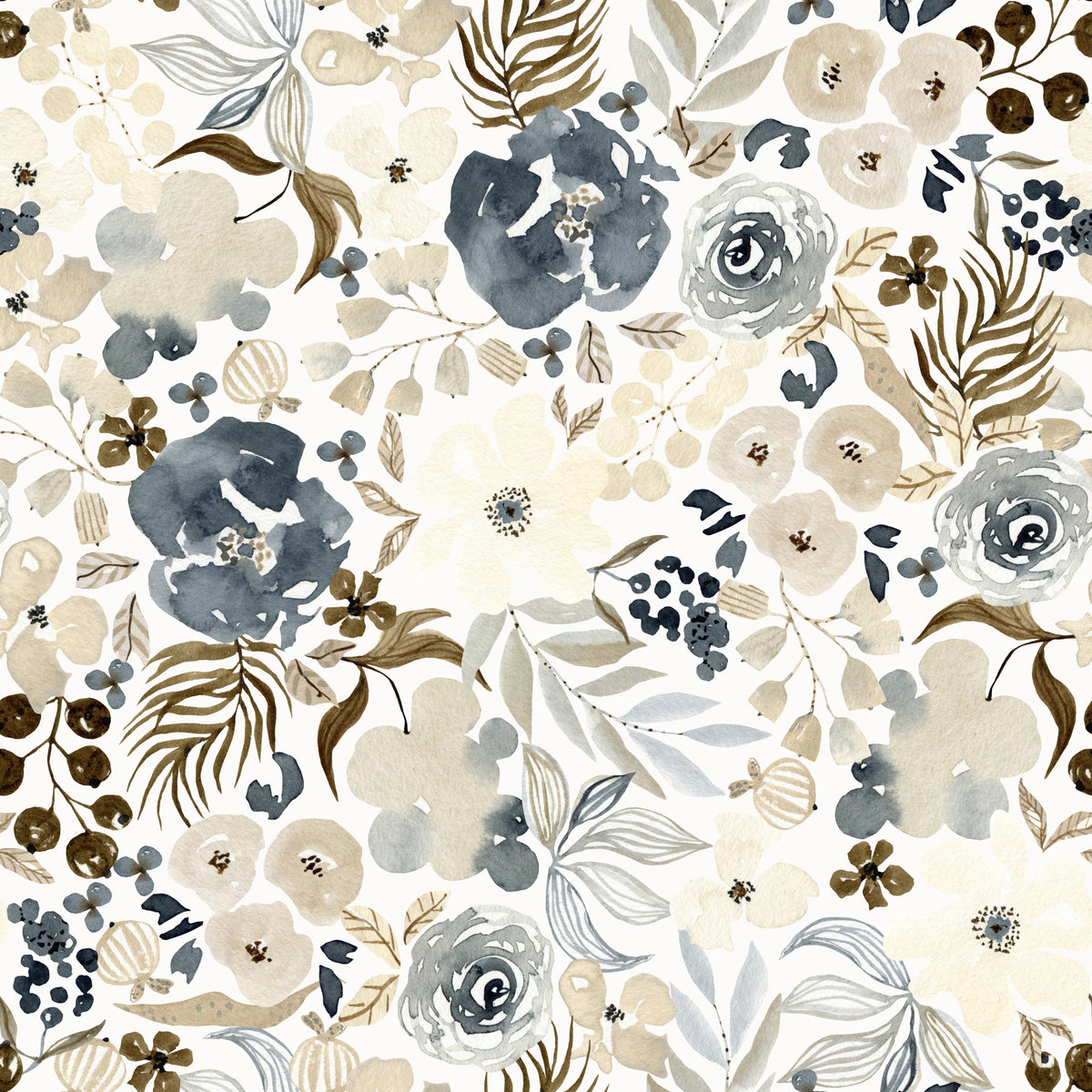 Neutral Watercolor Blooms Wallpaper⁠ in your room