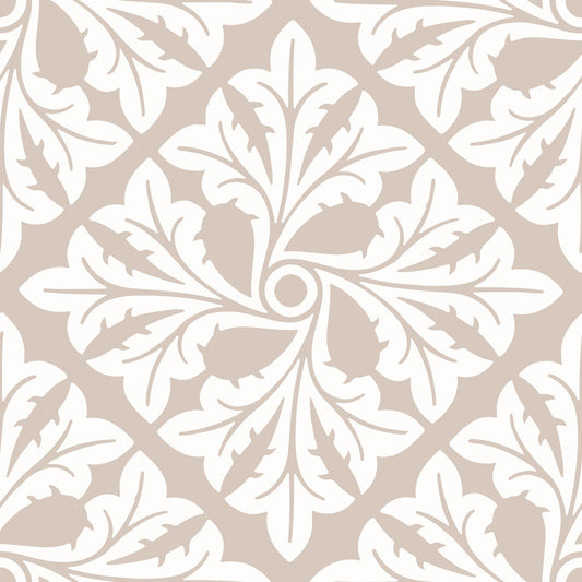 Beige Acanthus Leaf Damask Wallpaper⁠