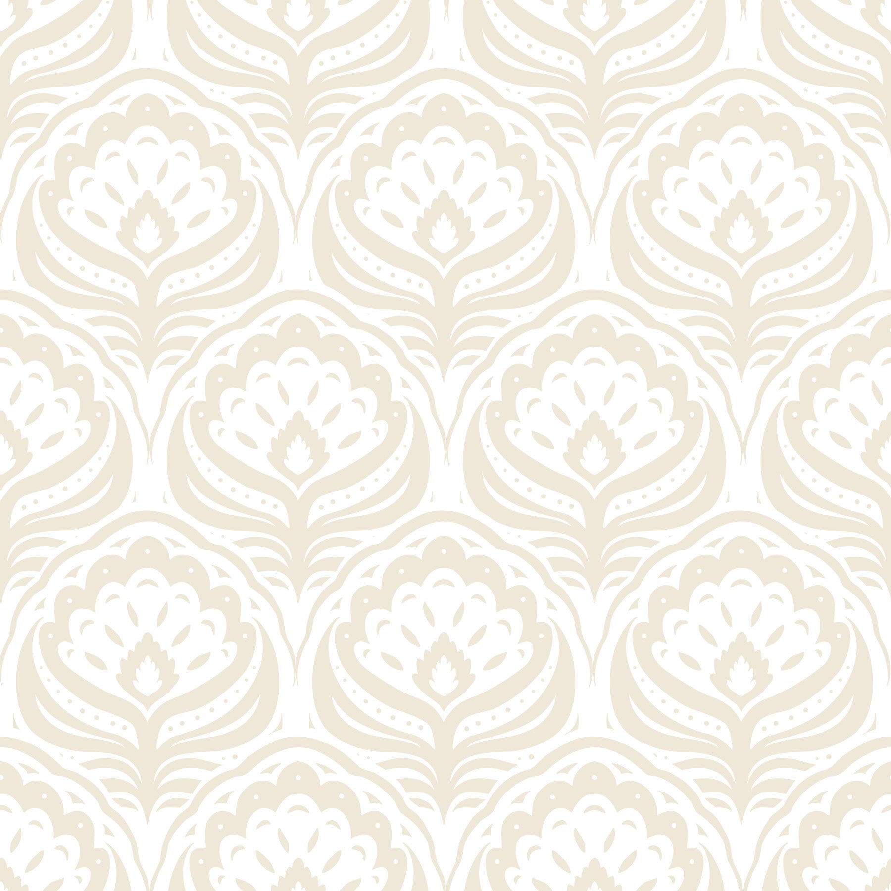 Cream Ogee Damask Pattern Wallpaper⁠