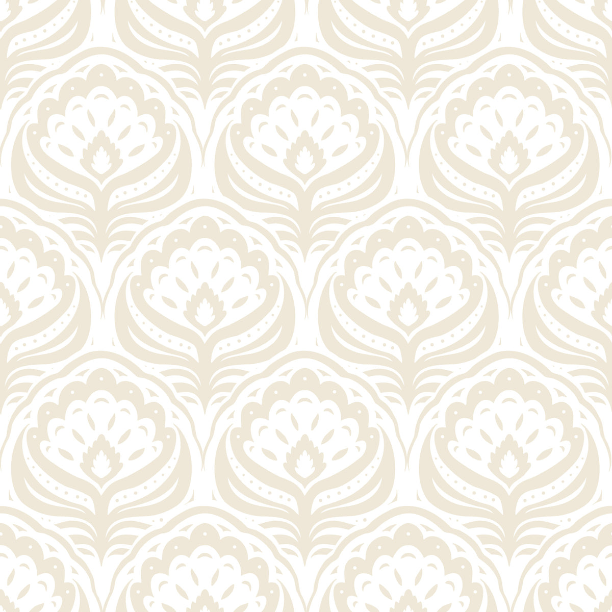 Cream Ogee Damask Pattern Wallpaper⁠ in your room