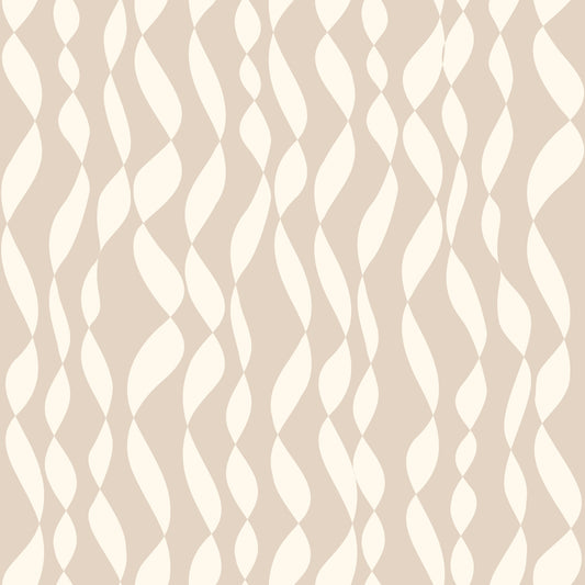 Cream Wavy Ribbon Pattern Wallpaper⁠