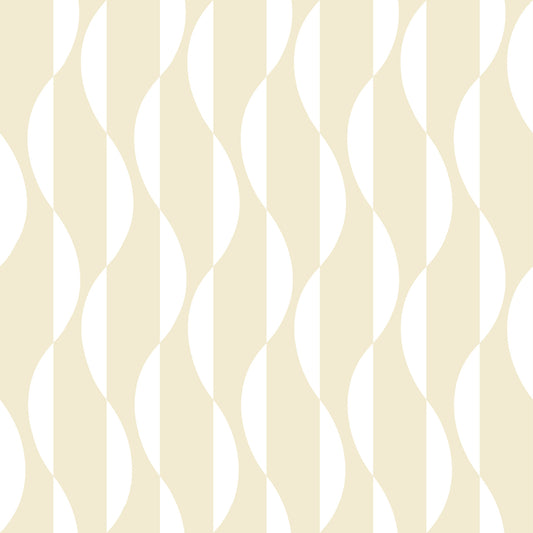Cream and White Wavy Line Geometry Wallpaper⁠