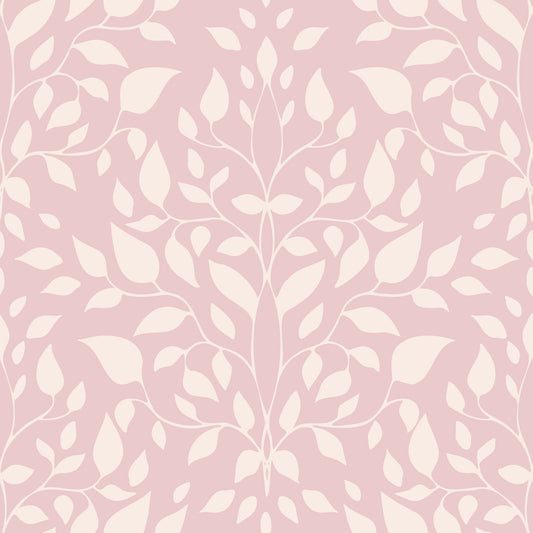 Soft Blush Botanical Damask Wallpaper⁠