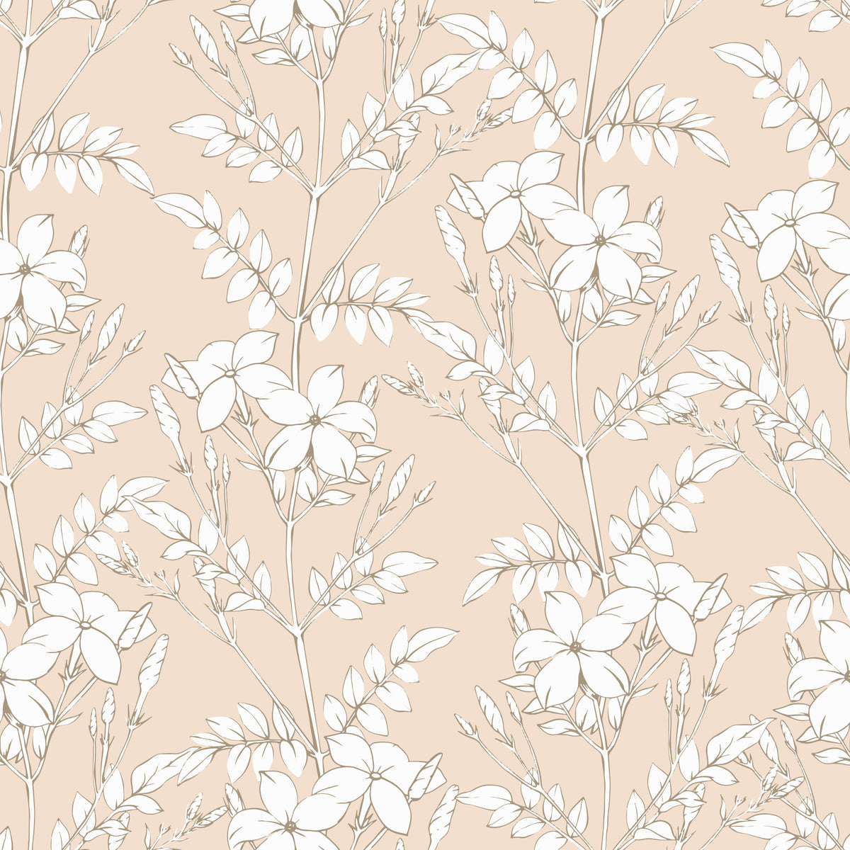 Minimalist Botanical Line Art Wallpaper⁠ in your room