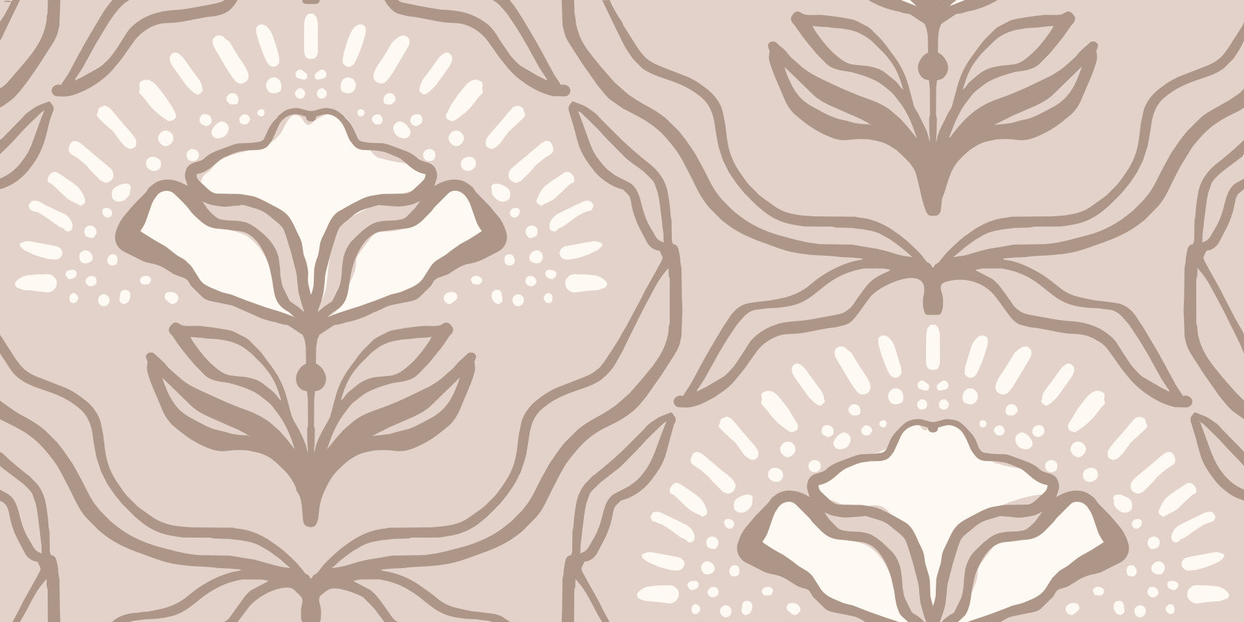 Modern Organic Botanical Repeat Wallpaper⁠