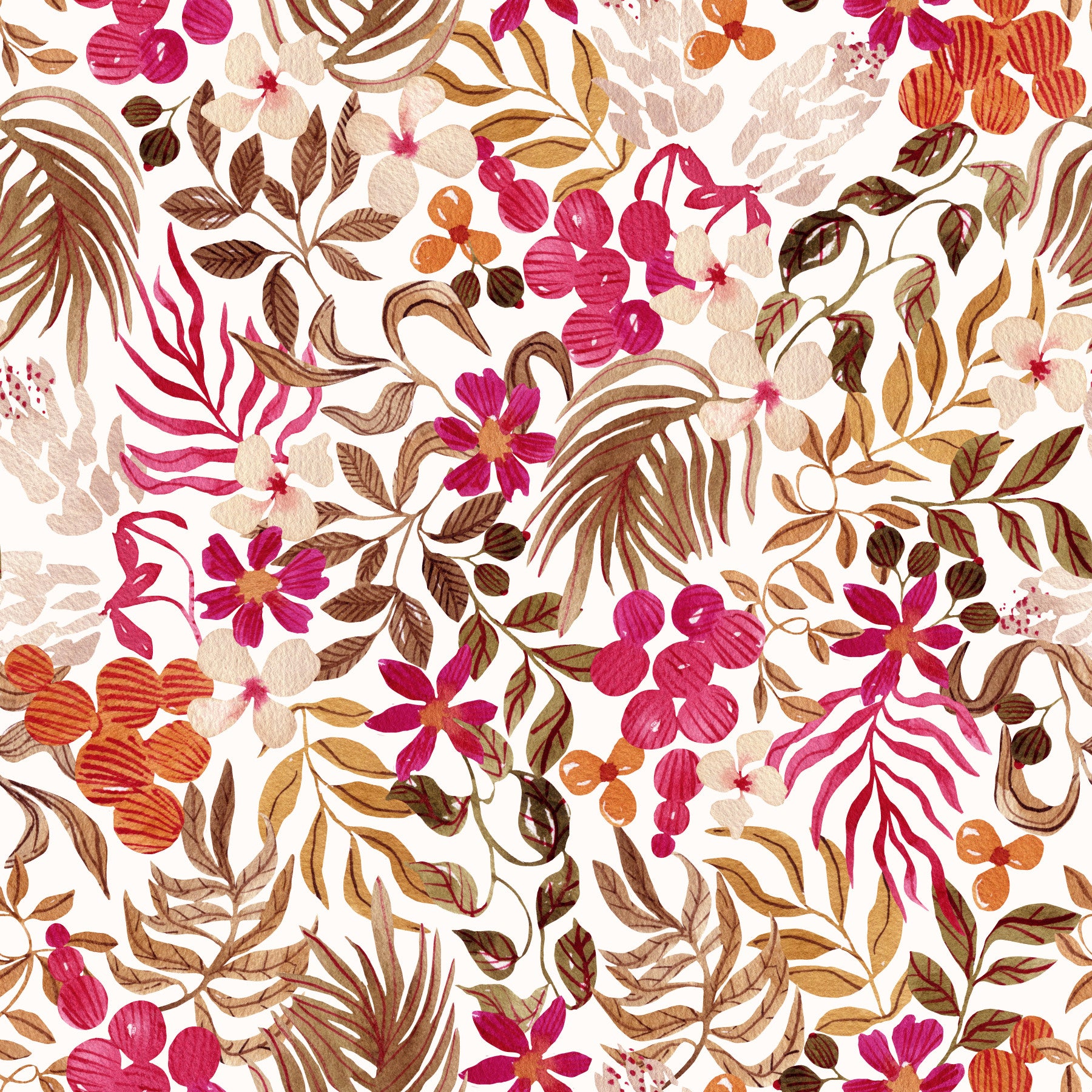 Bohemian Painted Botanical Flora Wallpaper⁠