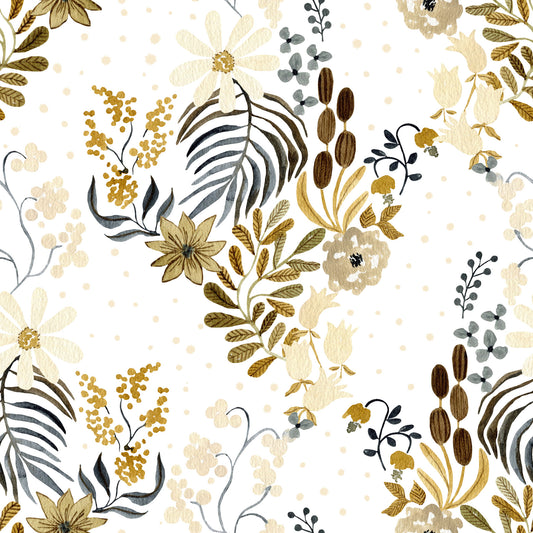Rustic Earthy Botanical Field Wallpaper⁠