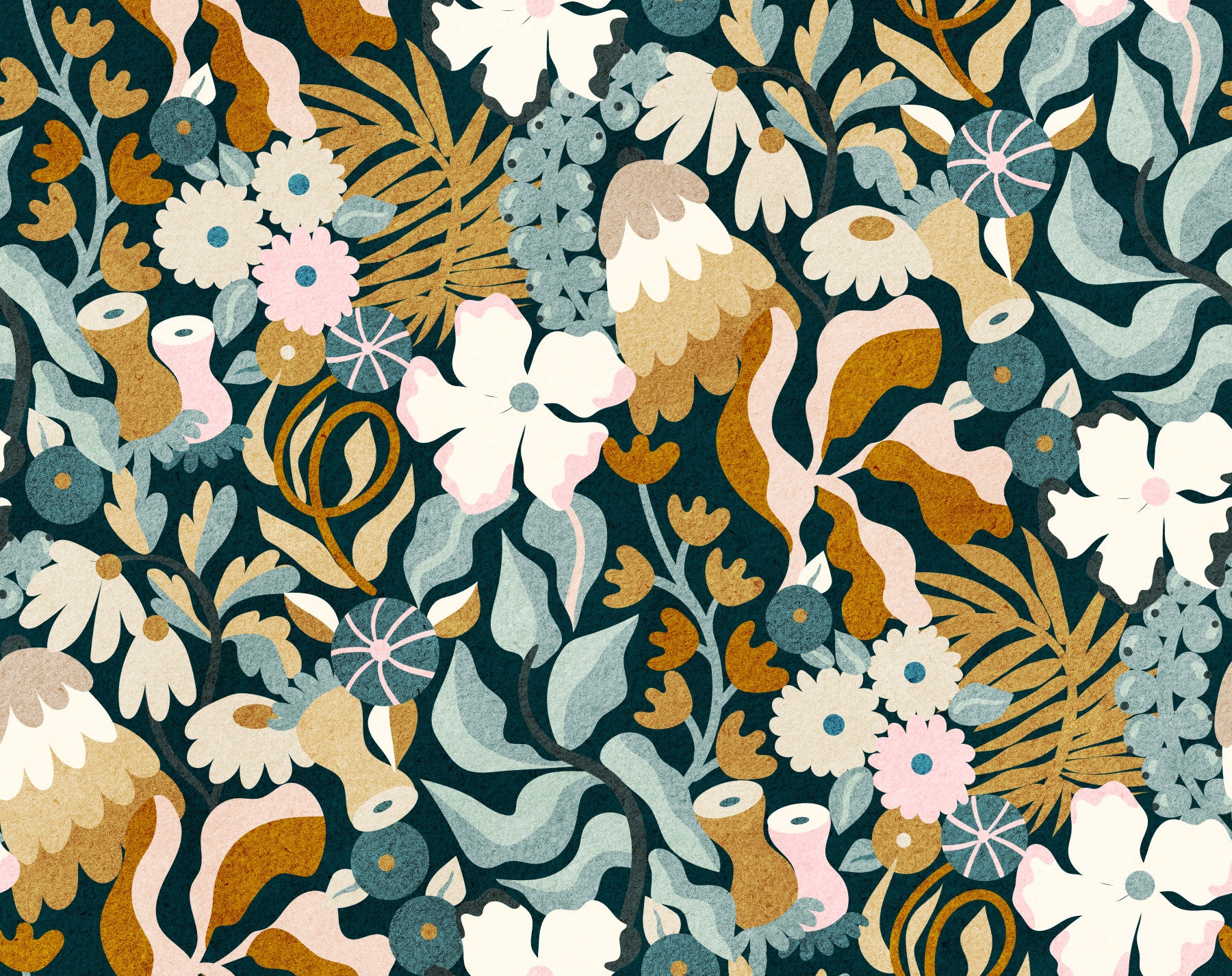 Retro Earthy Floral Bloom Wallpaper⁠