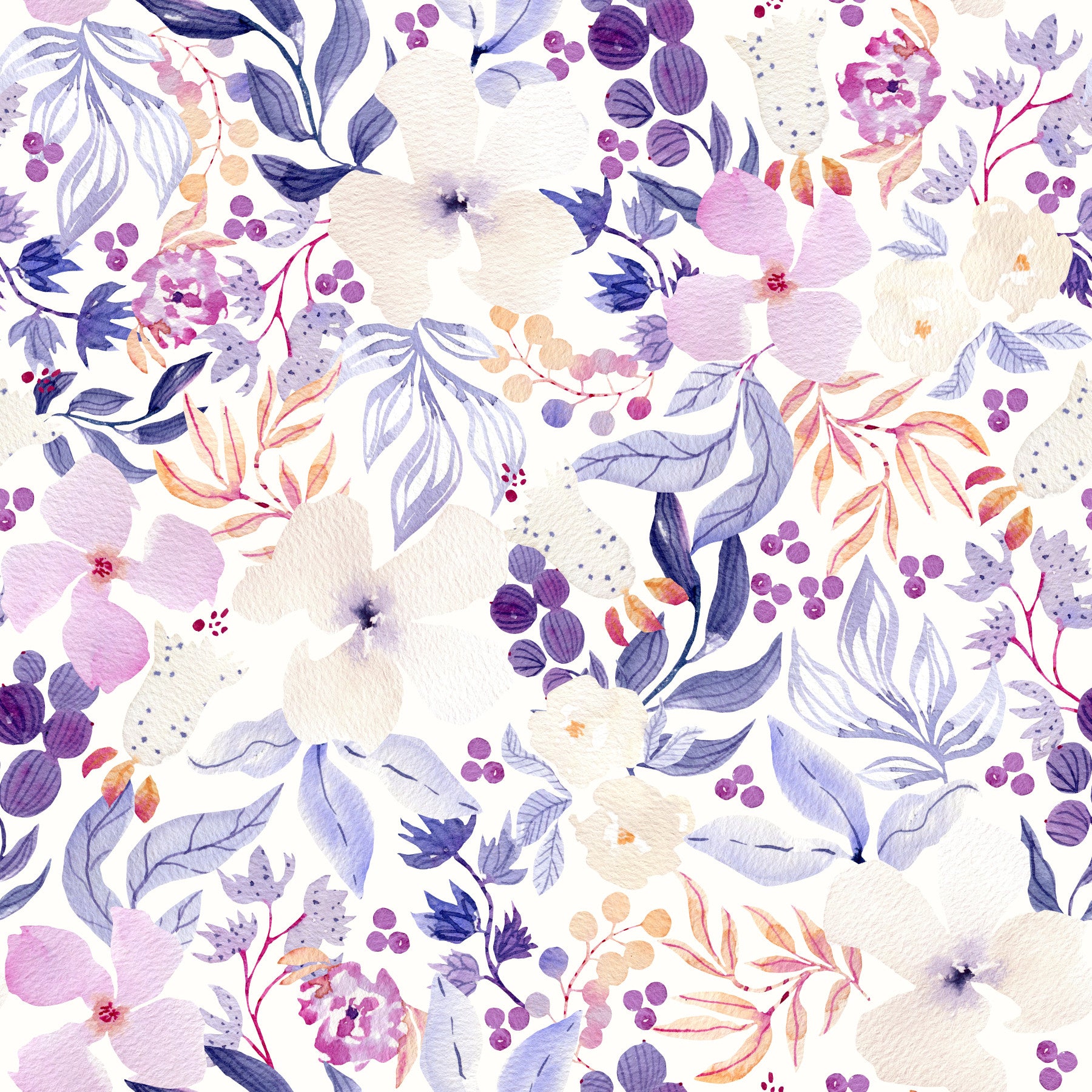 Lavender Bloom Watercolor Garden Wallpaper⁠