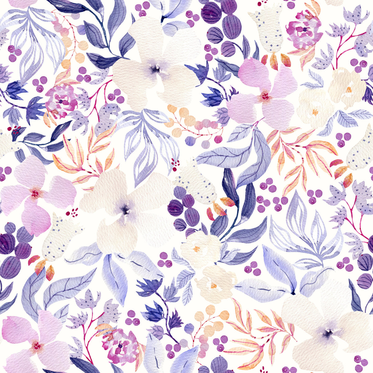 Lavender Bloom Watercolor Garden Wallpaper⁠ in your room — zoomed