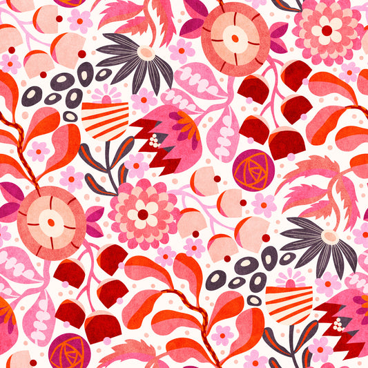 Vibrant Folk Meadow Bloom Wallpaper⁠