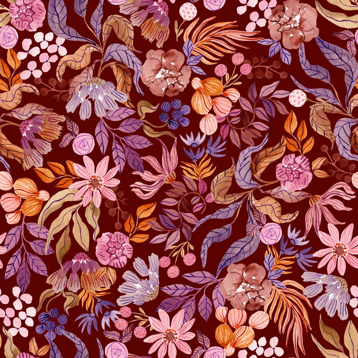 Autumn Botanical Floral Garden Wallpaper⁠ in your room — zoomed