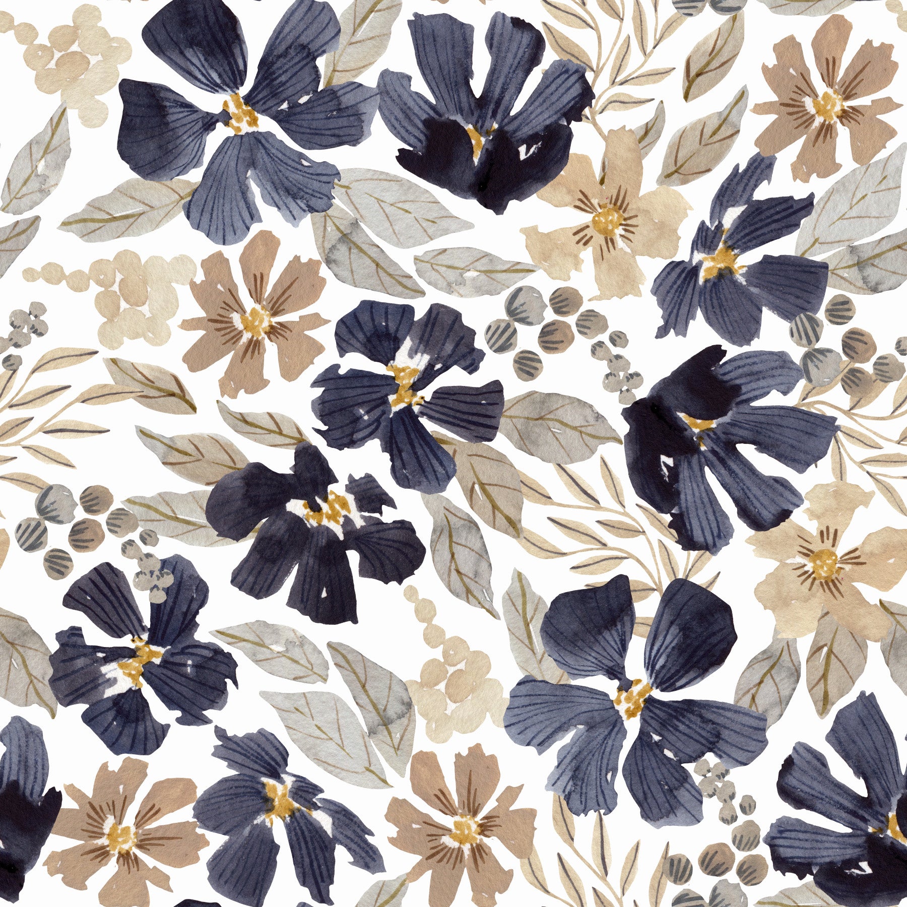 Indigo Garden Sketch Wallpaper⁠