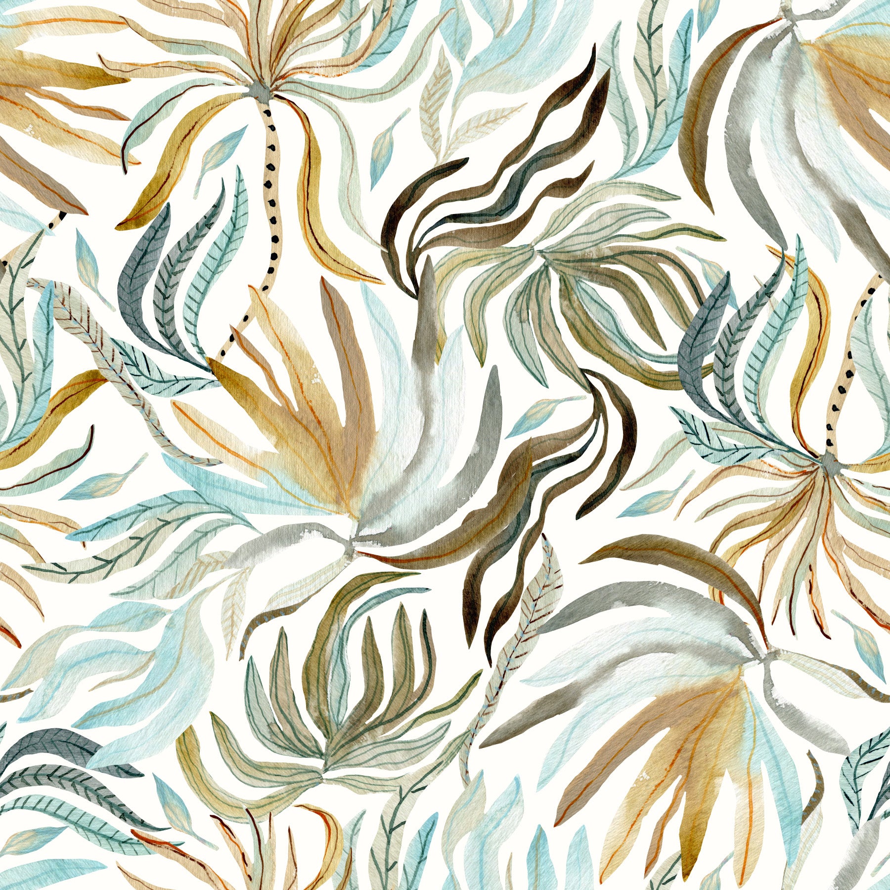 Organic Serene Leaf Motif Wallpaper⁠