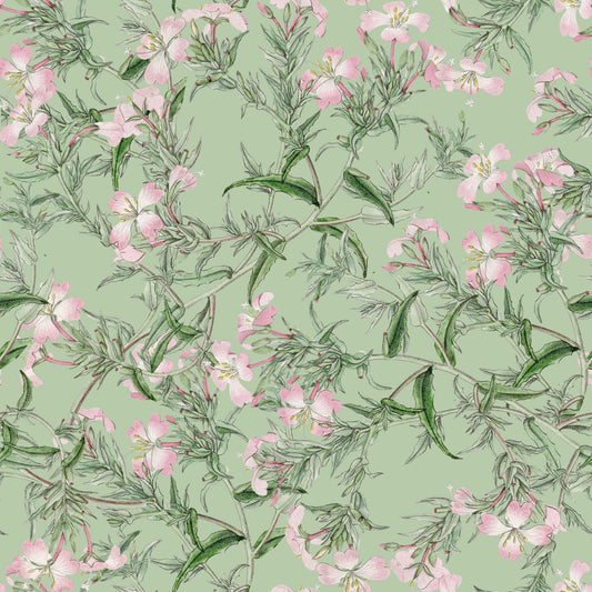 Soft Sage Floral Botanical Meadow Wallpaper⁠