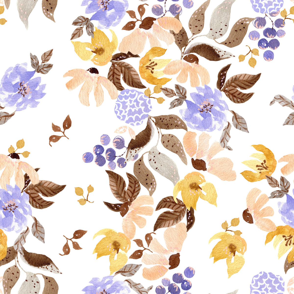 Watercolor Meadow Floral Sprays Wallpaper⁠ in your room