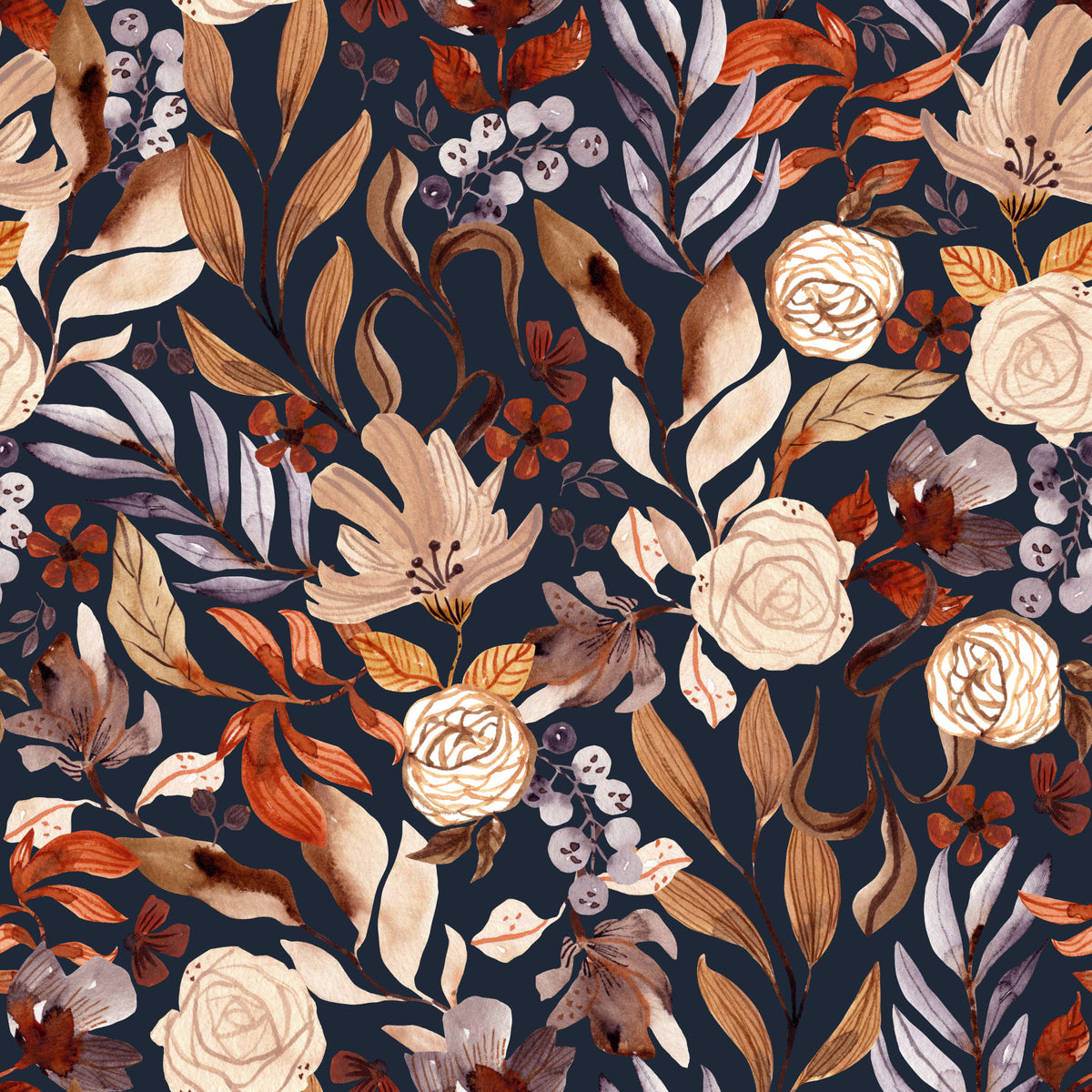 Autumn Botanical Twilight Blooms Wallpaper⁠ in your room