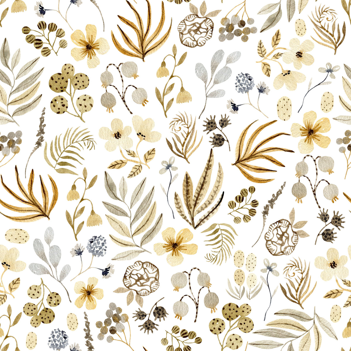 Rustic Earthy Meadow Flora Wallpaper⁠ in your room