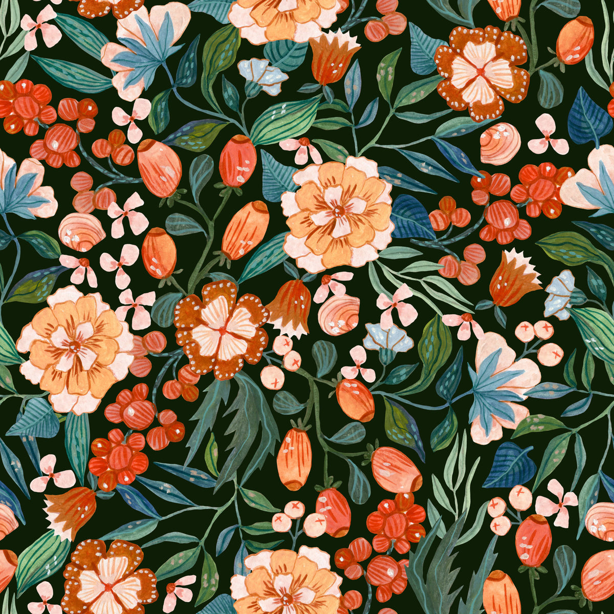 Enchanted Garden Foliage Wallpaper⁠ in your room — zoomed