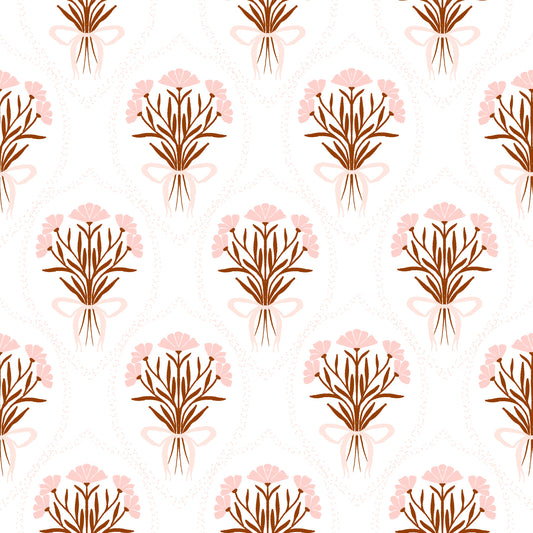 Soft Pink Ribboned Blossom Bouquet Wallpaper⁠