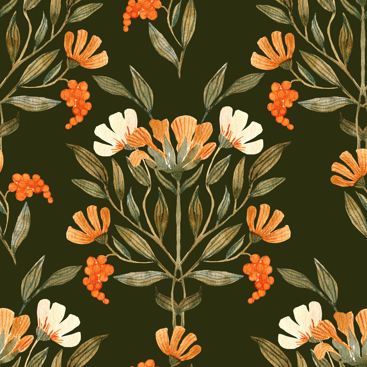 Autumnal Meadow Trail Pattern Wallpaper⁠ in your room
