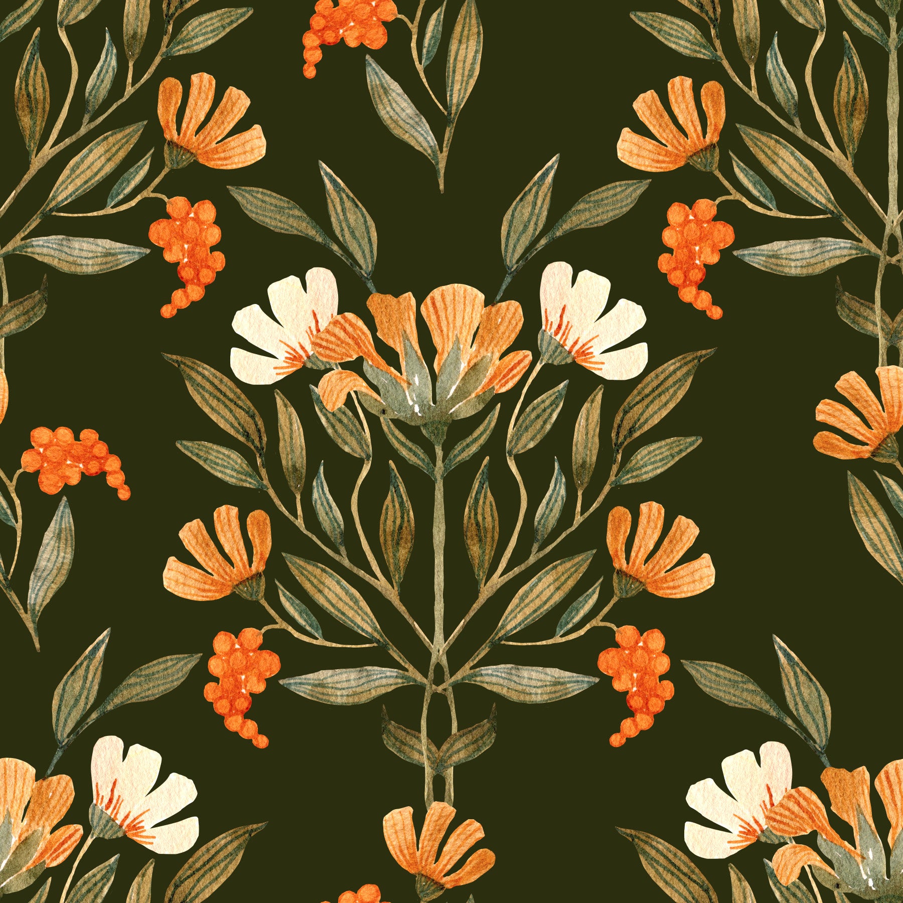 Autumnal Meadow Trail Pattern Wallpaper⁠